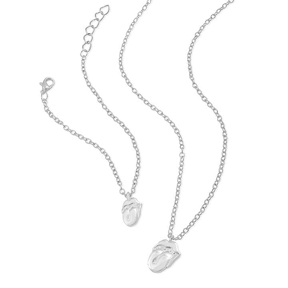 ROLLING STONES - (7月 新譜 記念 ) - Silver Tongue Necklace & Bracelet Set